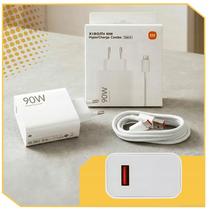 SZYBKA ŁADOWARKA XIAOMI 90W HyperCharge COMBO + KABEL 1M USB-C MDY-15-EK Stan opakowania oryginalne
